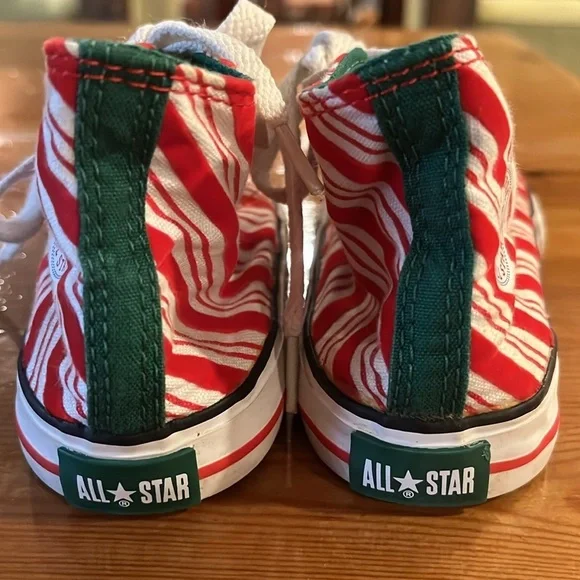 Christmas Candy Cane Converse  All Star High top kids 7 - Picture 4 of 10